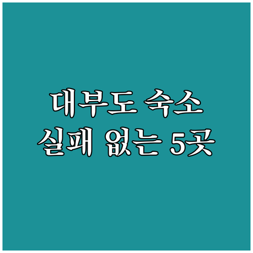 대부도 숙소 추천 5곳 펜션 호텔 카라반 비교 분석 및 실제 투숙 정보