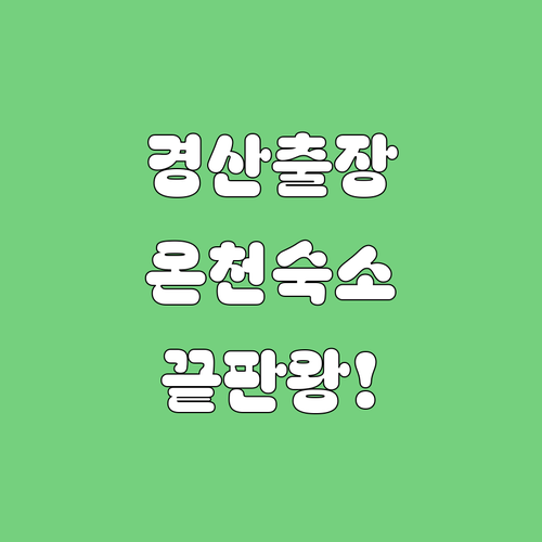 경산 비즈니스 출장 및 온천 여행 숙소 베스트 5 사진과 장점 정리
